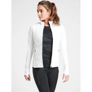 Athleta White Flurry Force Insulated Jacket Athletic Workout Zip Up Jacket Sz XL